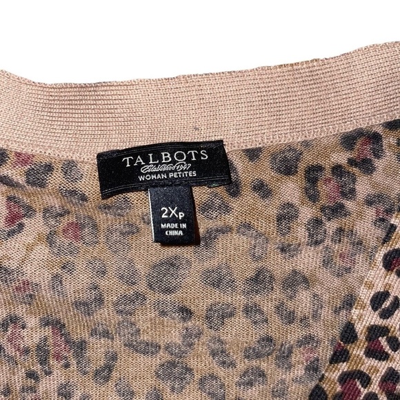 talbots Petite Leopard Cheetah Long Sleeve Button Cardigan - Picture 3 of 3